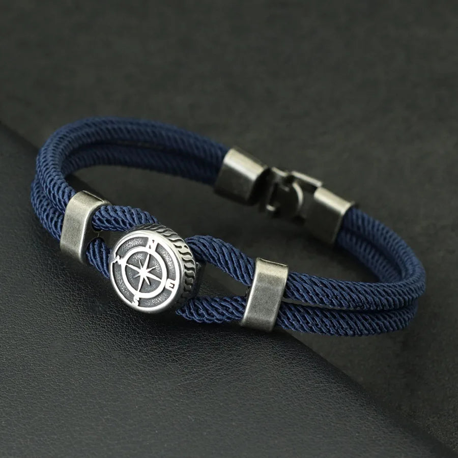 Nouveau bracelet boussole homme viking corde nautique bracelet bracelet tissé à la main accessoires de surfeur hombre marine string braclet