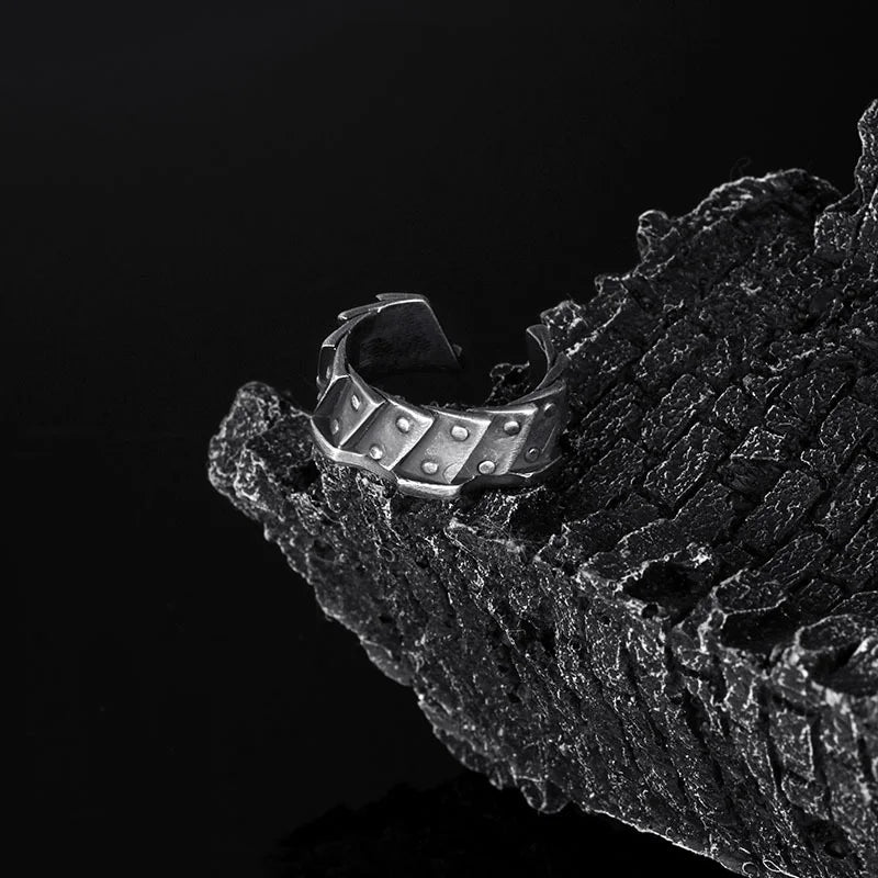 Retro Cyberpunk Gear Armor Ring For Men Antique Punk Gothic Adjustable Ring Handmade Rock Biker Accessories Man Jewelry Gift