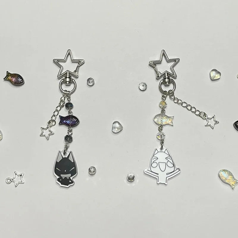 Handmade Toro Kuro matching keychain for sparkling fish and cute cats