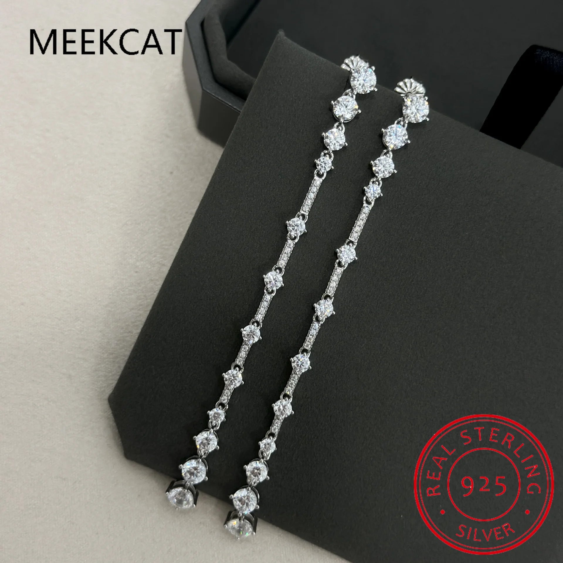 Moissanite Dangle Earrings For Women 3ct a Pair D Color VVS1 Diamond Long Tassel Ear Drops 925 Sterling Silver Fine Jewelry Gift