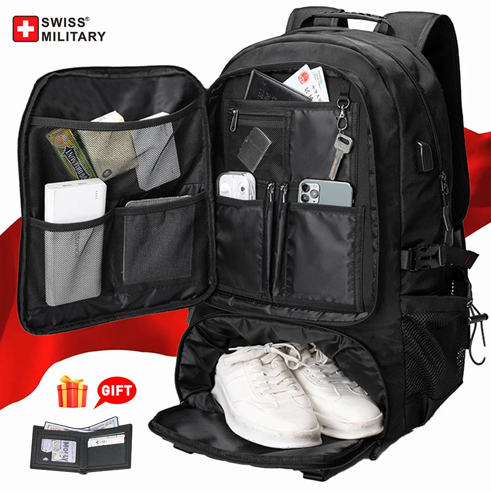 backpack laptop bag swiss SWISS MILITARY Travel Backpack Large Capacity Waterproof USB Expandabl