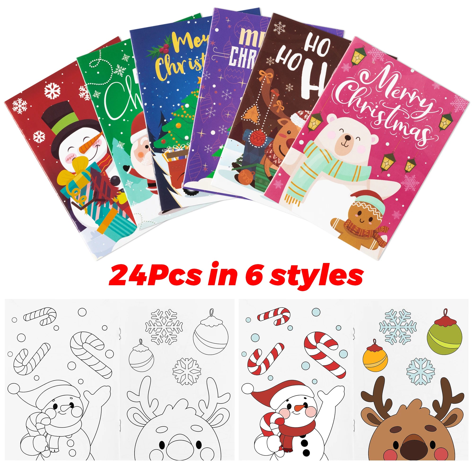 Livre de coloriage de Noël à faire soi-même, 24 cartes pendentifs, décoration de sapin de Noël, livre de coloriage fait main, carte cadeau à colorier, message