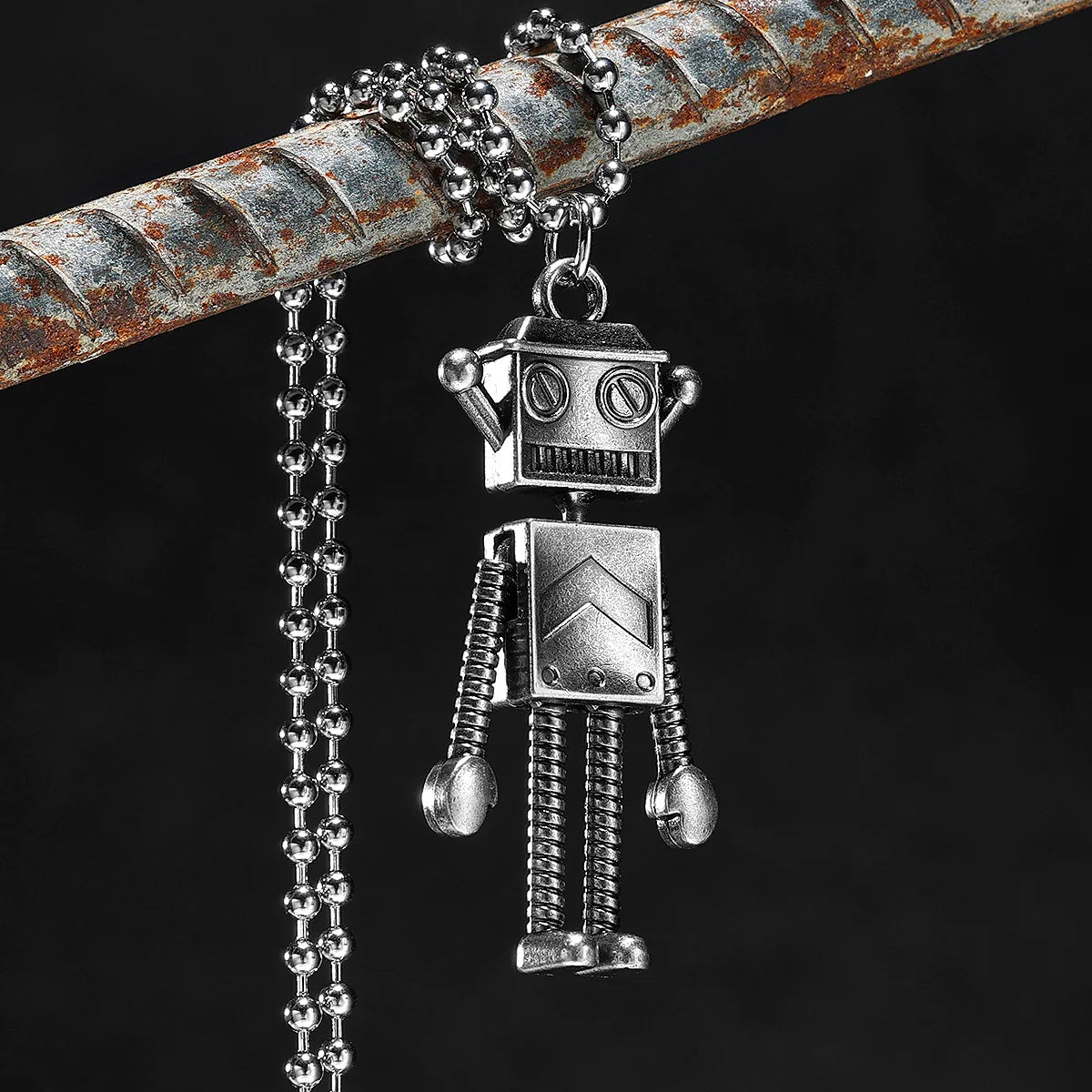 Steampunk Robot Pendant Men Retro Necklace Stainless Steel Chain Punk Rock Jewelry for Male Rider Gift Accessories Dropshipping