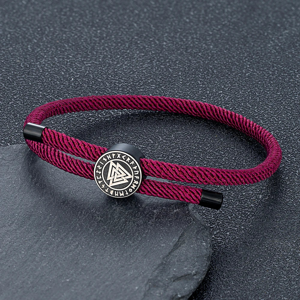 MKENDN 4mm Braided Rope Bracelet Unisex Waterproof Nordic Viking Compass Rune Almut Bangle with Emergency Contact ID Customize