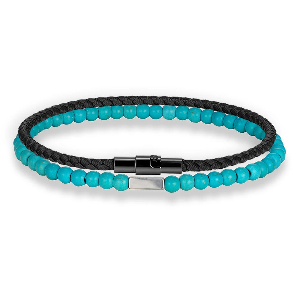 MKENDN 2PCS/Set Lucky Rope Bracelet Men Women Natural Stone Blood Circulation Stimulate Enthusiasm Health Care Couple Jewelry