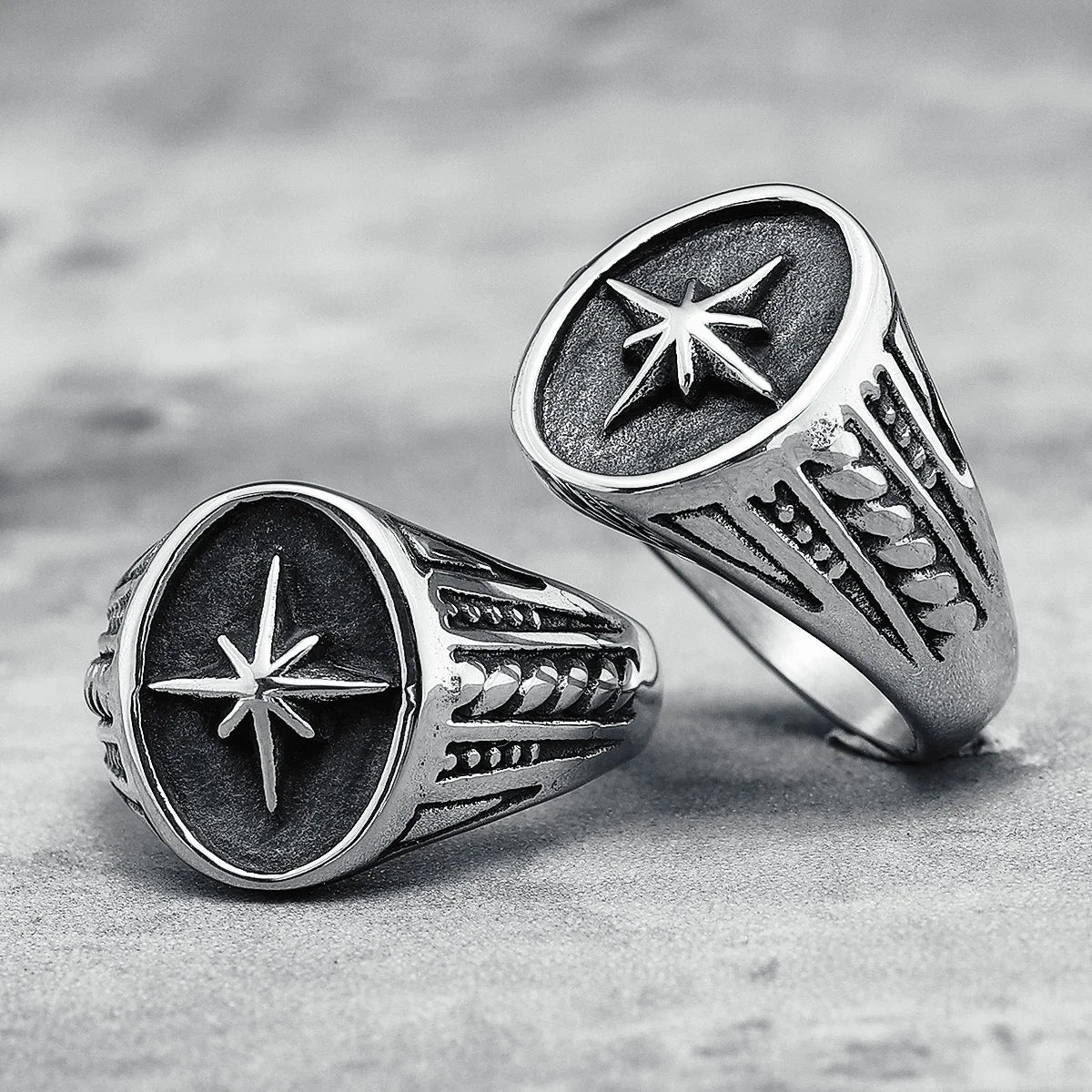 316L Edelstahl Ringe North Star Glänzende Mode Männer Cool Ring für Freund Fahrer Biker Schmuck Einzigartige Beste Geschenk Großhandel