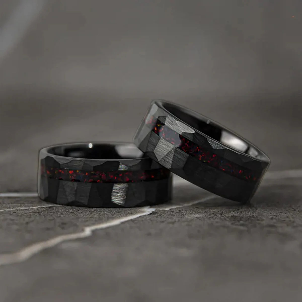 8MM Black Tungsten rings anillos bague homme pareja de compromiso fashion jewelry Men's wedding bands opal engagement rings gift