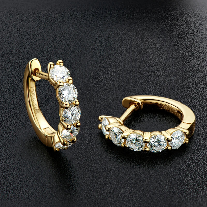 OXTAO Real 925 Silver 3.5mm Moissanite Clip Earrings Female Jewelry Hoop Earring Sparkling Lab Diamond Wedding Party Jewelry