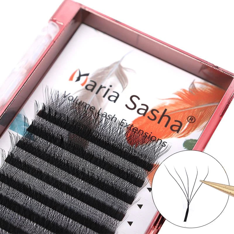 MARIA 5D W Lashes Easy Fan Eyelash Extensions Wholesales Y Premade Volume 12 Rows W Style Natural Soft Private Logo - Madeinsea©