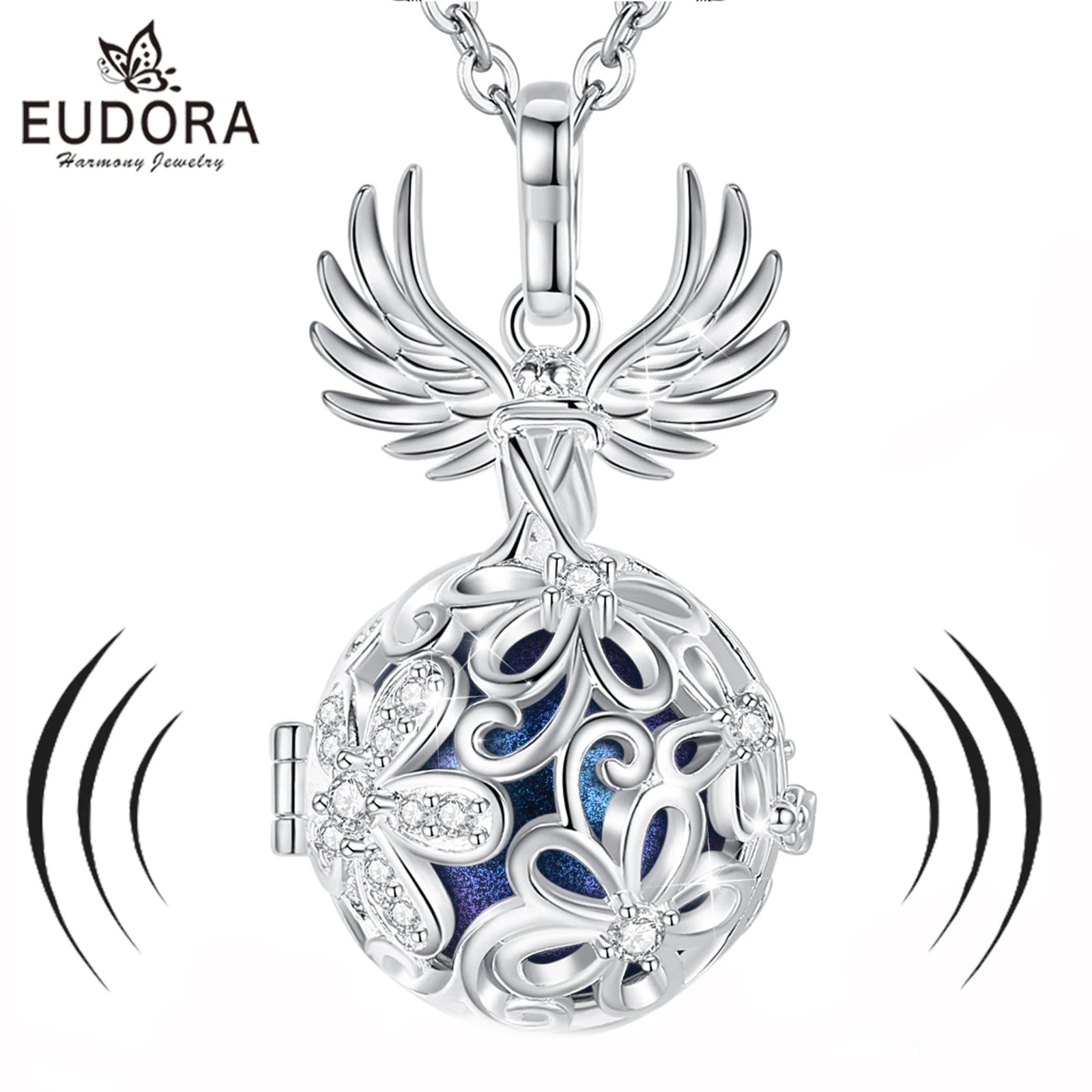 Eudora Collier Bola de Grossesse Necklace 18MM Ball Flower Angel Caller Musical Bell Pendant DIY Jewelry Gift for Pregnant Women