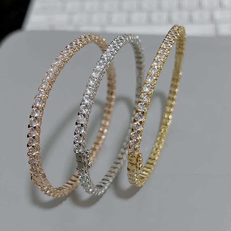 New Top Quclity Famous Fashion Luxury Jewelry Round Bangle For Women For Men Classic Party Wedding Gold Color Bangle Size16cm