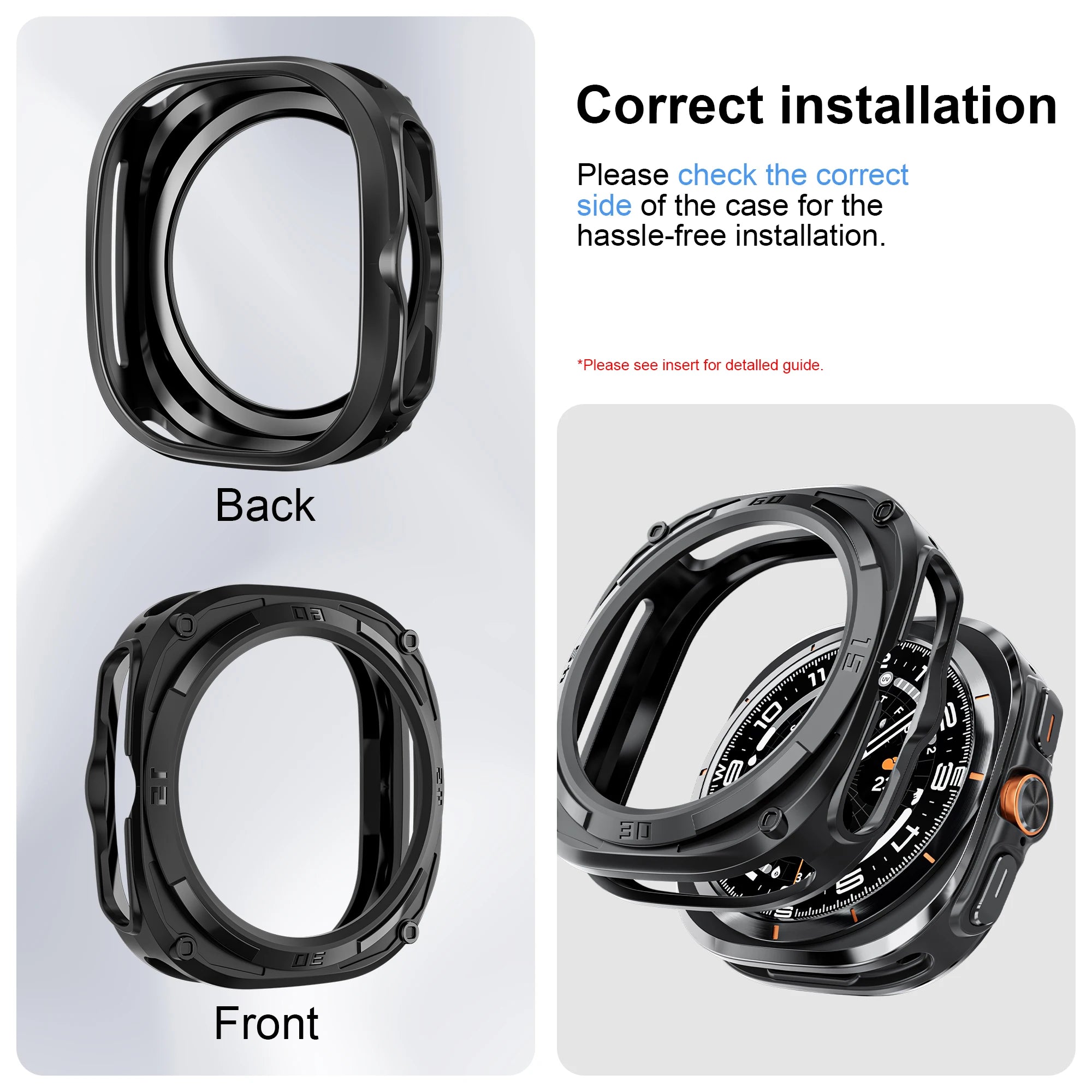 Protecteur d'écran pour Samsung Galaxy Watch Ultra Case 47mm Accessoires Cadre en PC dur Pare-chocs de protection Galaxy Watch Ultra cover