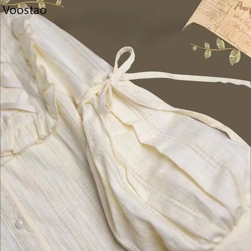 Vintage Gothic Shirts Women Elegant Lolita Style Gigot Sleeve Blouses Girls Victorian Sweet Ruffles Kawaii Tops Blusas Mujer