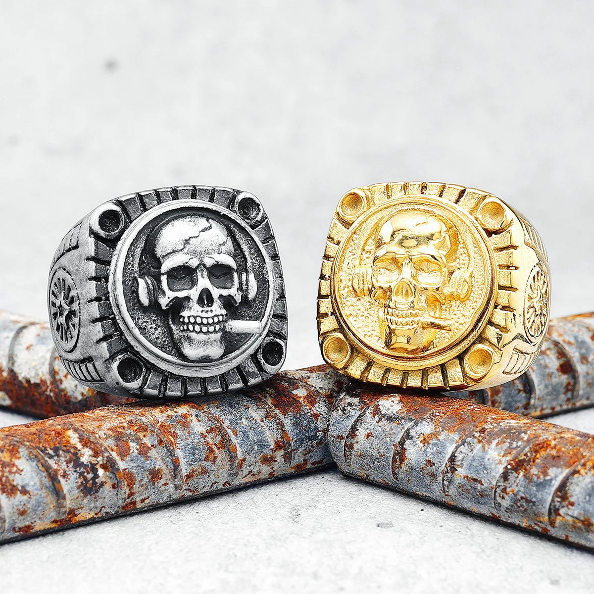 Smokers Rings 316L Stainless Steel Men Square Ring Hip Hop Rock Rap Party for Rider Male Boyfriend Jewelry Best Gift Wholesale