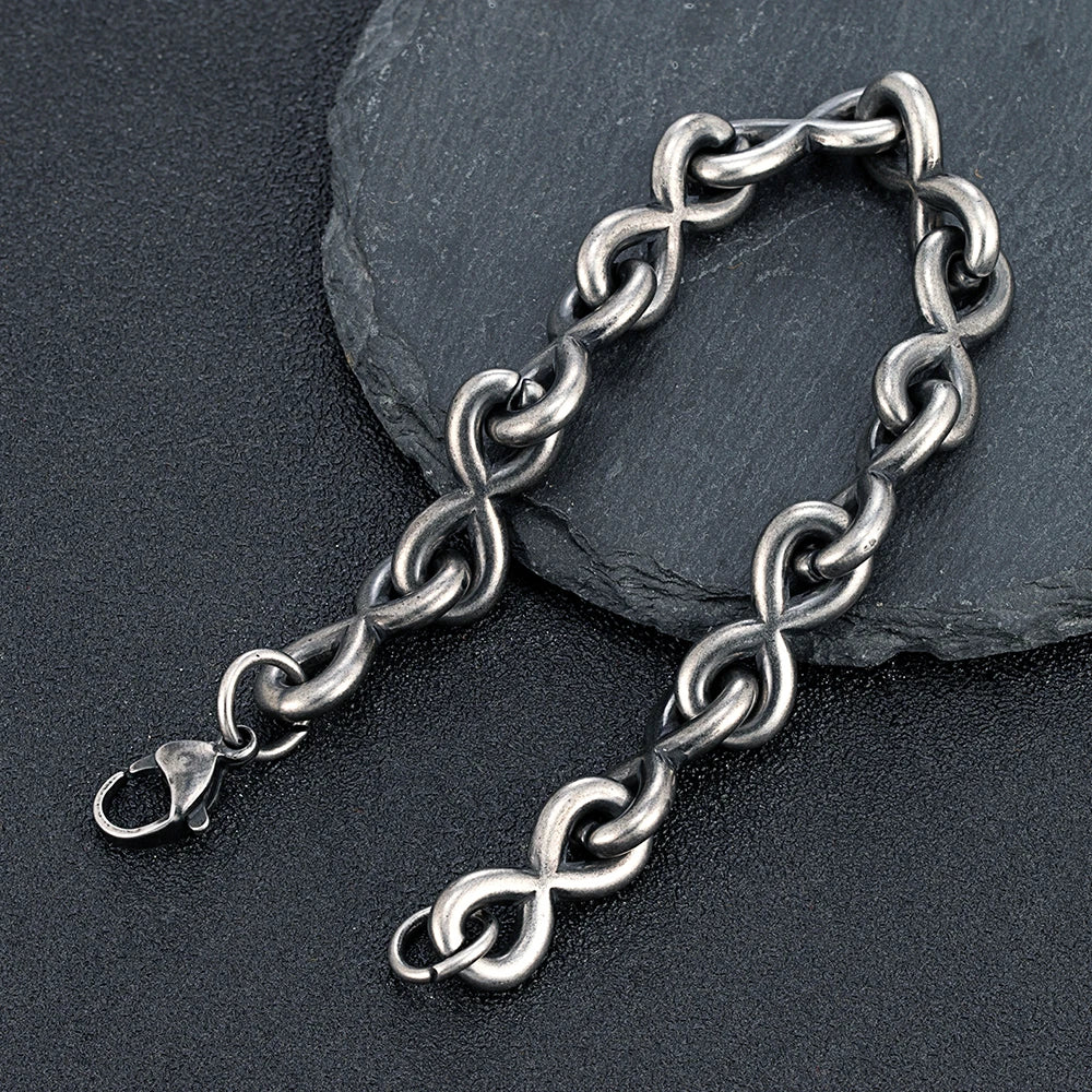 MKENDN Infinity Bracelet Fashion 316L Stainless Steel Metal Chain 18K Gold Plated Waterproof Jewelry for Women Bijoux Femme