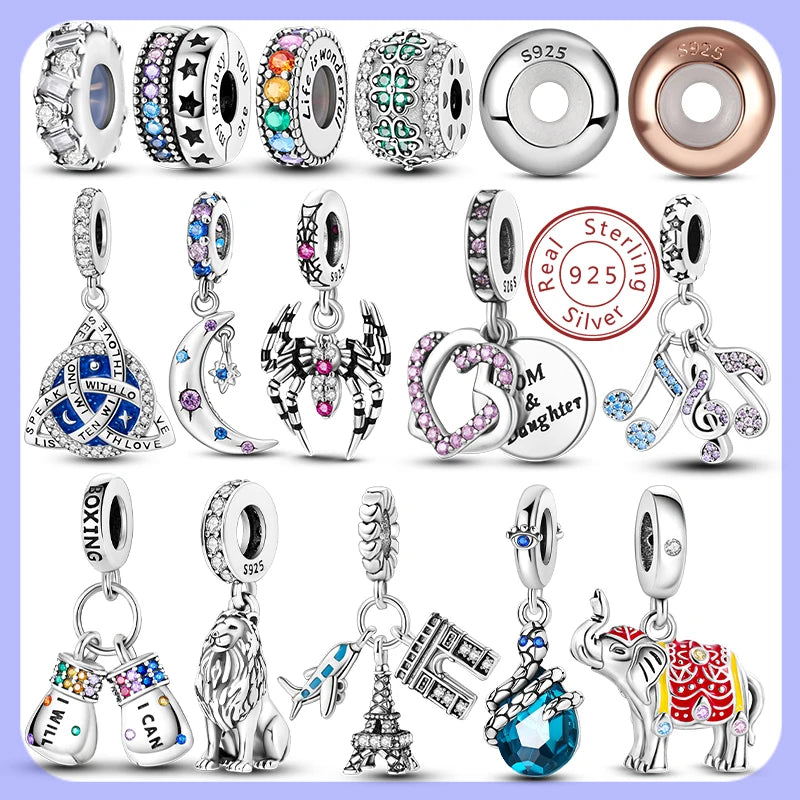 New 925 Sterling Silver Charms Bead Safety Chain Bead Fit Original Charms Bracelet Pendant Fine DIY Birthday Jewelry For Women