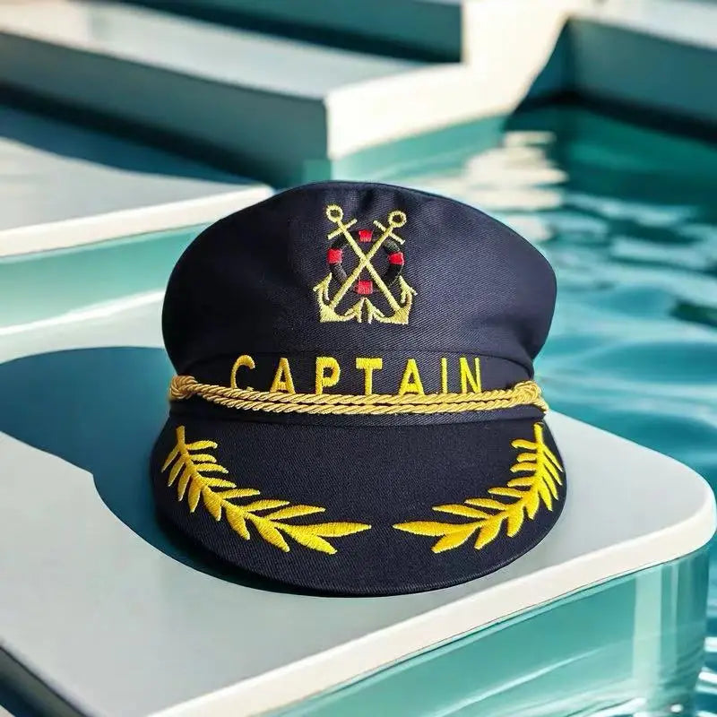 Sailor Captain Hat Cosplay Stage Perform Flat Navy Military Cap for Adult Men Women Yacht Captain Hat Adjustable Boat Navy Hat