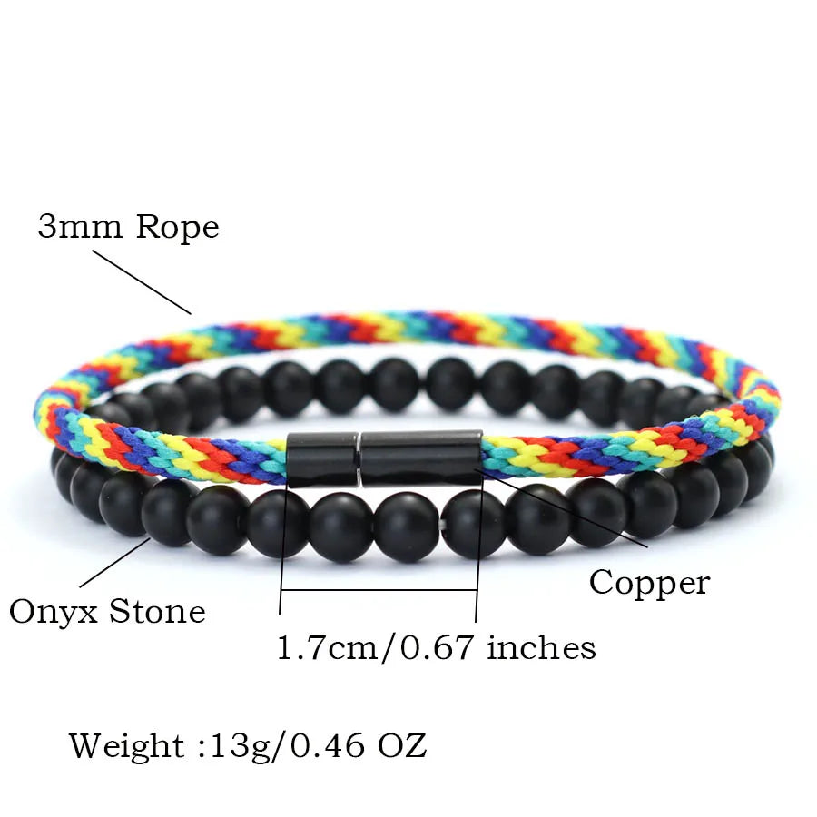 Noter Fashion 2Pcs Bracelet Set Men Grade A 3mm Ethnic Rope Braslet Homme Locomotive Cool Riding Charm Braclet Pulseria Hombre