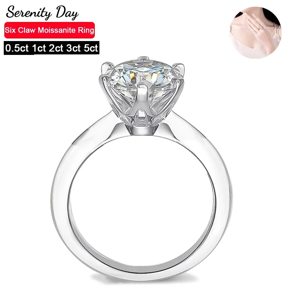 Serenity 1-5ct D Moissanite Rings Women Gift S925 Sterling Silver Jewelry Sparkling Lab Diamond Classic Wedding Rings Plated 18K - Madeinsea©