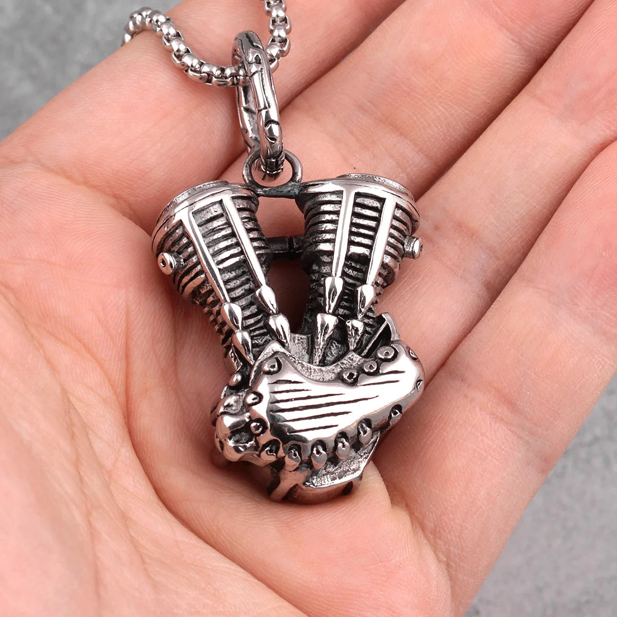 Motorcycle Engine Long Men Necklaces Pendants Chain Punk for Boyfriend Male Stainless Steel Jewelry Creativity Gift Wholesale