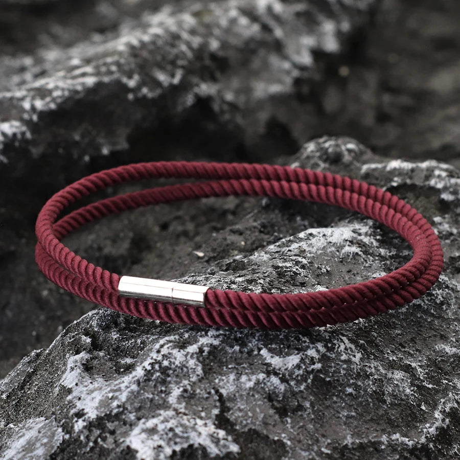 Simple Style 3mm Thin Rope Bracelet For Men Double Layer Braided Wish Braslet Good Luck Red Thread Braclet Outdoor Cycling Joias