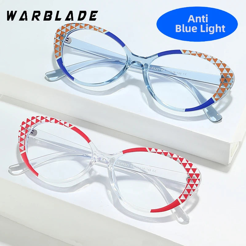 Süße ovale Anti-Blaulicht-Brille mit zweifarbigem Rahmen, modische, klare TR90-Rahmenbrille, Blaulichtblockierende Brille