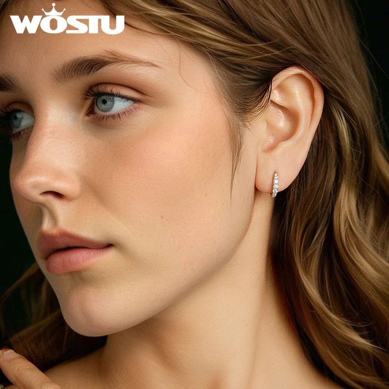 WOSTU Horse Eye Moissanite Hoop Earrings Lab Diamond 925 Sterling Sliver Wedding Engagement Earring Hoops Party Jewelry mom Gift