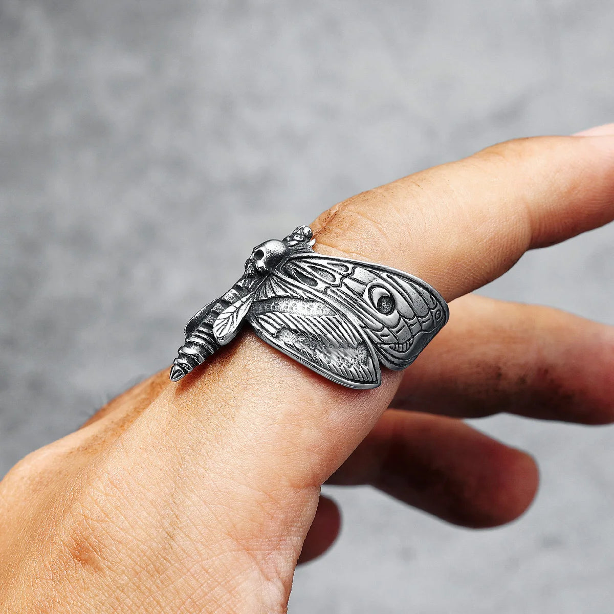 Schmetterling Schädel Männer Ringe 316L Edelstahl Retro Insekt Punk Rock Party für Biker Männlich Freund Schmuck Beste Geschenk Großhandel