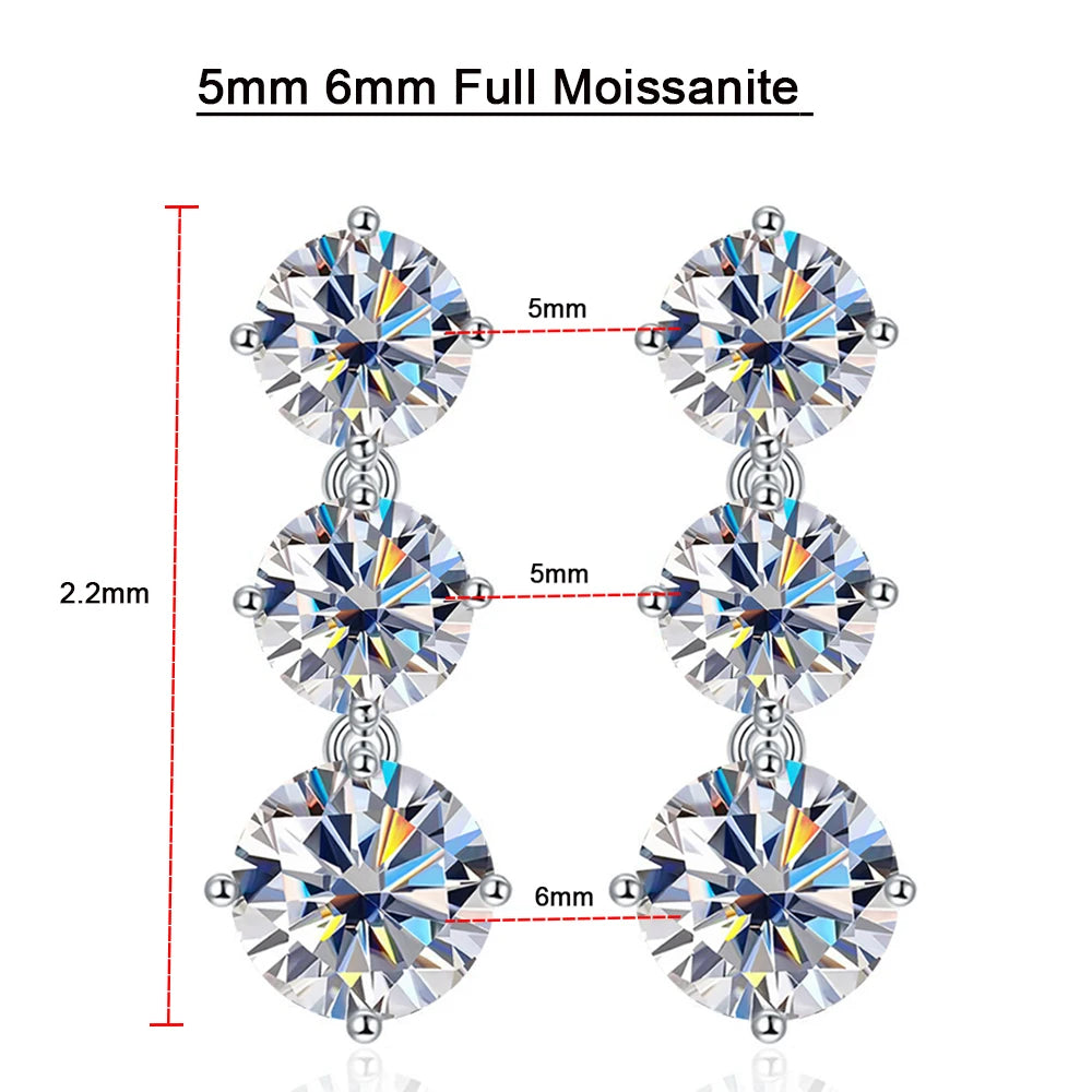 Serenity 3.6ct D Color Moissanite Earrings For Women 100% S925 Sterling Silver Plated 18K Tassel Drop Earrings Fine Jewelry GRA - Madeinsea©