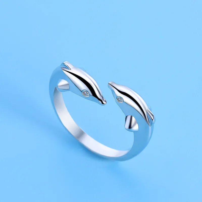 925 Sterling Silver Dolphin Ring Simplicity Fashion Exquisite Student Girlfriend Jewelry Accessories Wedding Party