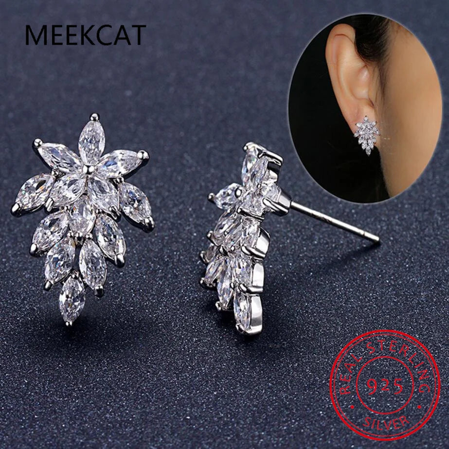 Boucles d'oreilles puces en moissanite de 10 mm avec certificats, couleur D, taille princesse marquise, pour femme, argent 925, bijoux fins