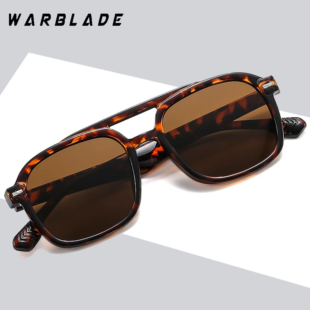 Lunettes de soleil de marque de luxe rétro carrées à double pont pour femmes, mode pilote rivets hommes été extérieur voyage nuances UV400