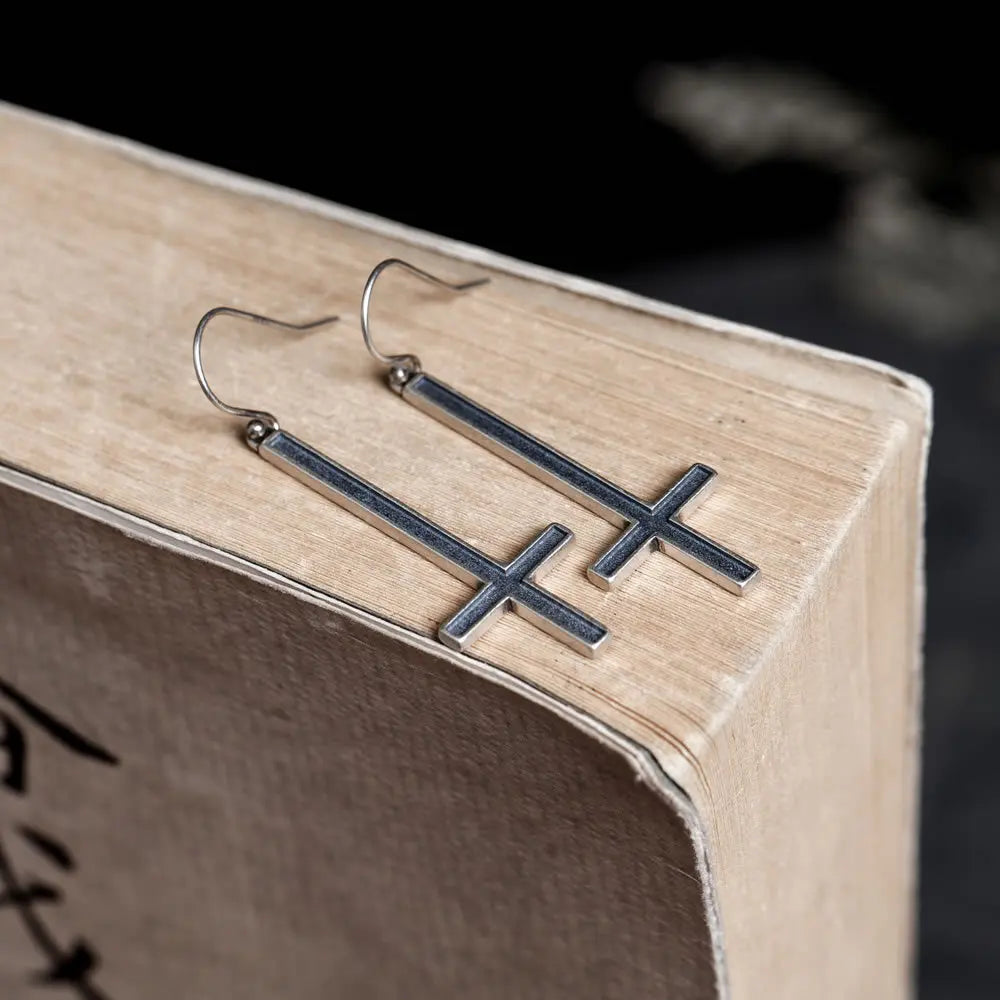 MKENDN 100% 925 Sterling Silver Creative Retro inverted cross Drop Earrings Punk Street Style Men Women Pray Jeweley