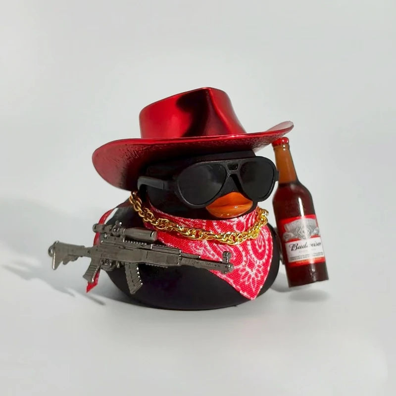 Décoration de voiture canard en caoutchouc cowboy pour Jeep - Accessoires de voiture canard en caoutchouc originaux - Cadeaux de bureau amusants