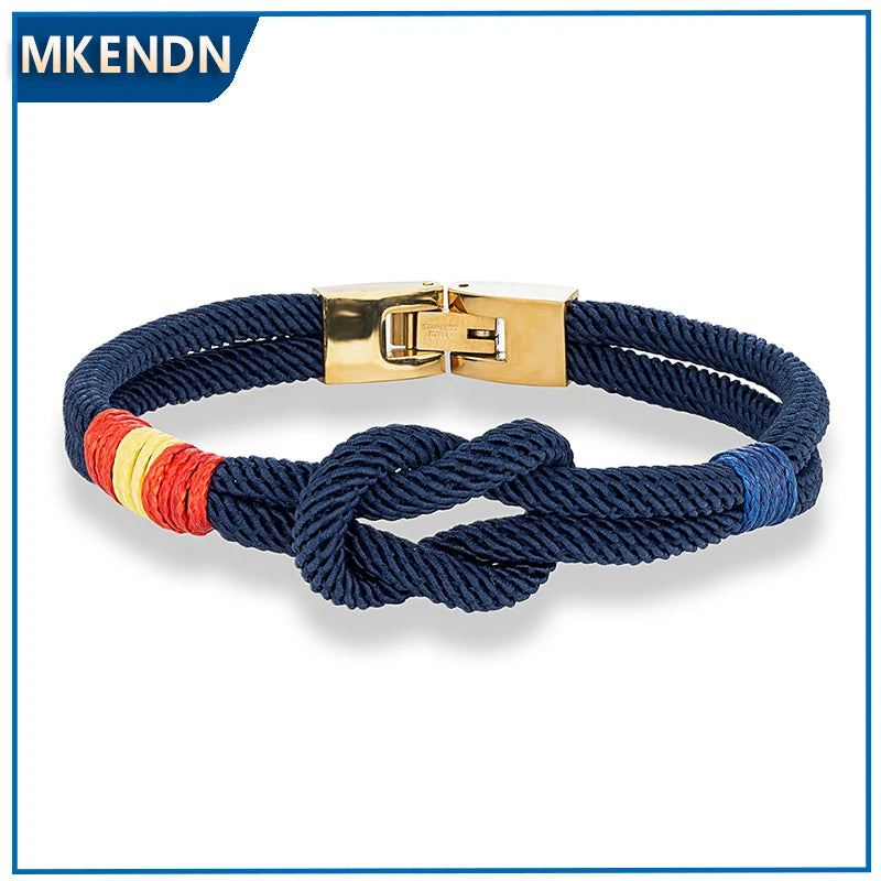 MKENDN Classic Infinity Men Women Spain Flag Double Strand Nautical Rope Bracelet 316L Watch Band Buckle Lucky Patriotic Gifts - Madeinsea©