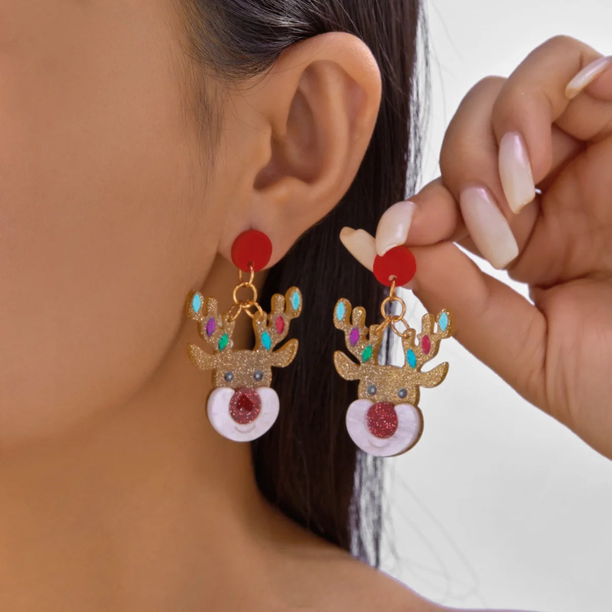 Christmas Acrylic Heart Santa Claus Deer Candy Crutch Xmas Tree Soldier Drop Earrings Cute Holiday Jewelry For Women Men Gifts