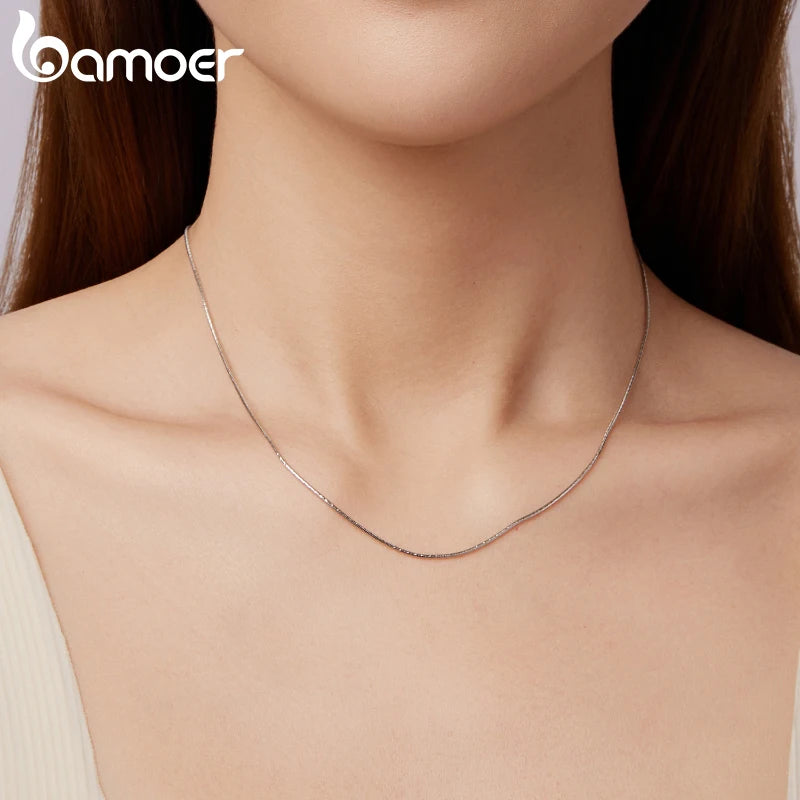 Bamoer Halskette aus 925er Sterlingsilber mit elegantem Schlangenknochen-Design, verstellbarem Karabinerverschluss, ideal für Damen, DIY-Schmuck, langlebig