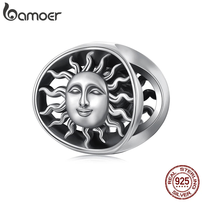BAMOER Solid 925 Sterling Silver Sun God Guardian Charm fit Original Bracelet DIY Jewelry Accessories bamoer Beads SCC3065