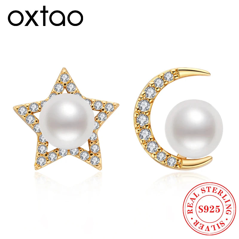 OXTAO 14K Gold Filled 6-6.5mm Natural Cultured Freshwater Pearl Earrings for Women Quality Stud Pearl Earrings Gifts Anniversary