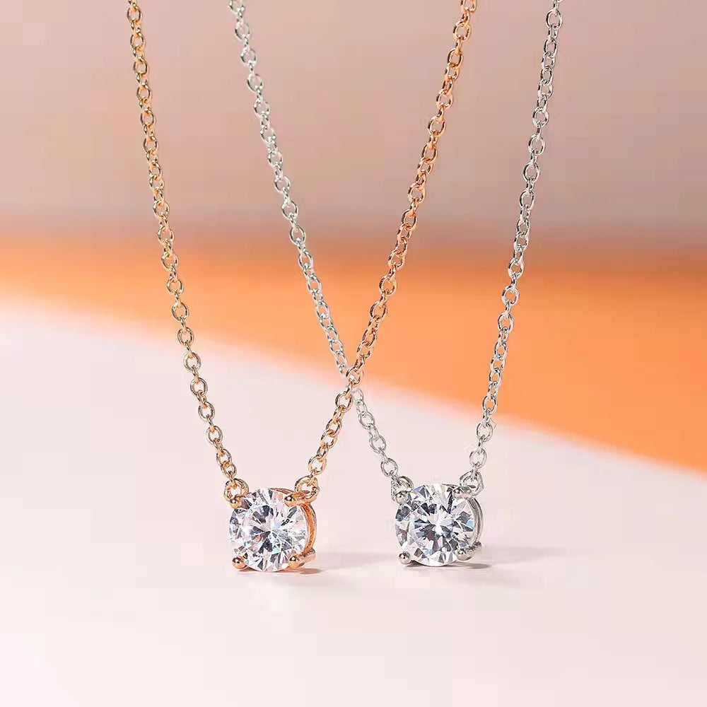 Serenity 1-5ct Yellow Gold Color Moissanite Necklace for Women Gift 925 Sterling Silver Sparkling Lab Diamond Pendant Neck Chain