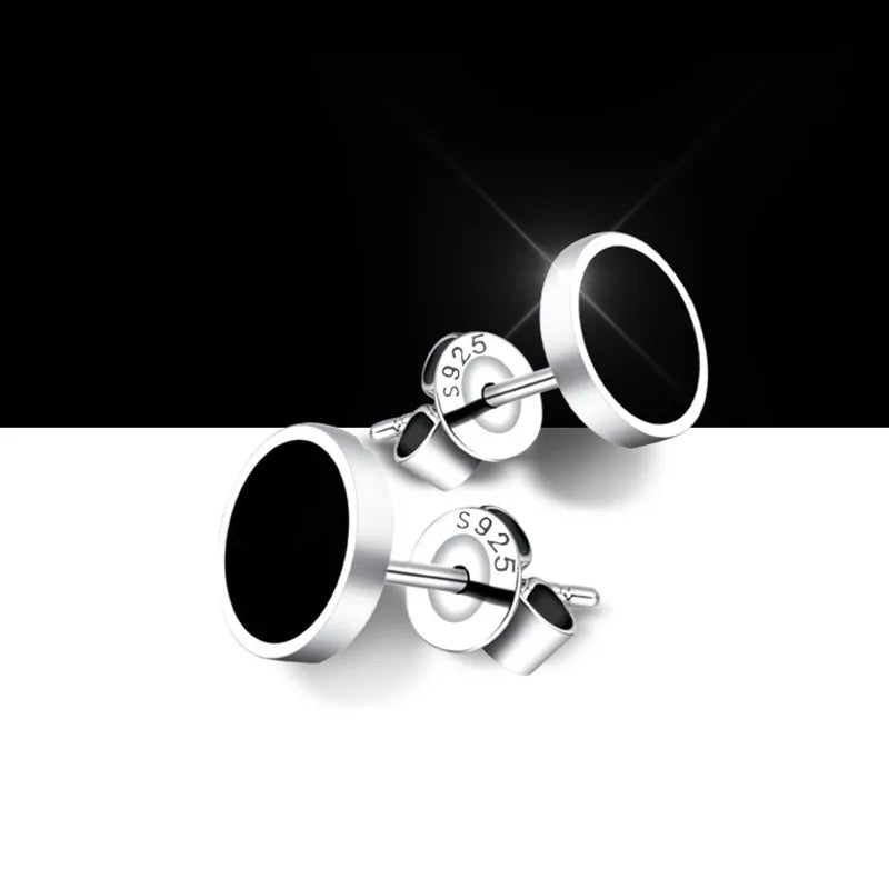 Buyee 925 Sterling Silber Runder Ohrstecker Leicht Poliert Schlichter Ohrring für Mädchen Frau Mann Rock Punk Edler Schmuck Ohrring