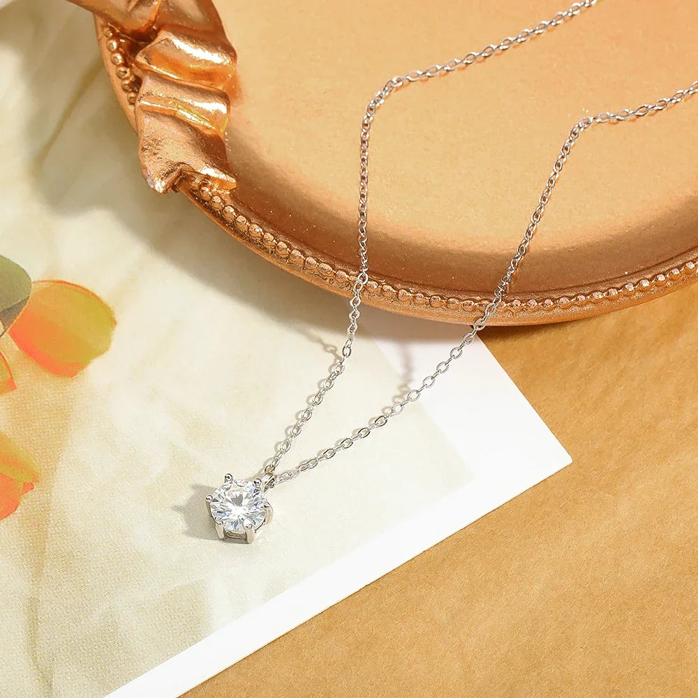 Serenity 1ct 2ct 3ct 5ct D Color Moissanite Pendant Necklace For Women Gift 100% S925 Sterling Silver Plated 18K Neck Chain GRA