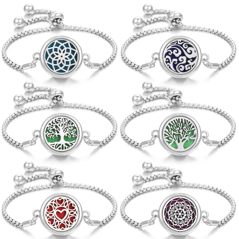 Pattern Angel Wings Aromatherapy Lockets Bangle Stainless Steel Essential Oil Diffuser Bracelet Adjustable Fashion Jewelry Gift