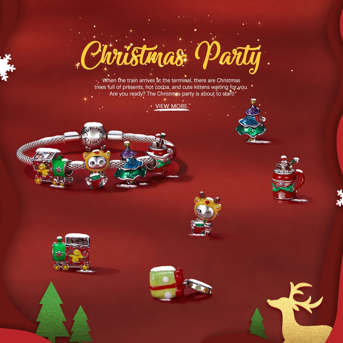 BISAER 925 Sterling Silber Weihnachtskatzenbaum-Charm-Perle Schneemann & heißer Kakao Weihnachtsmann Geschenk passend für Armband und Halskette, edler Schmuck