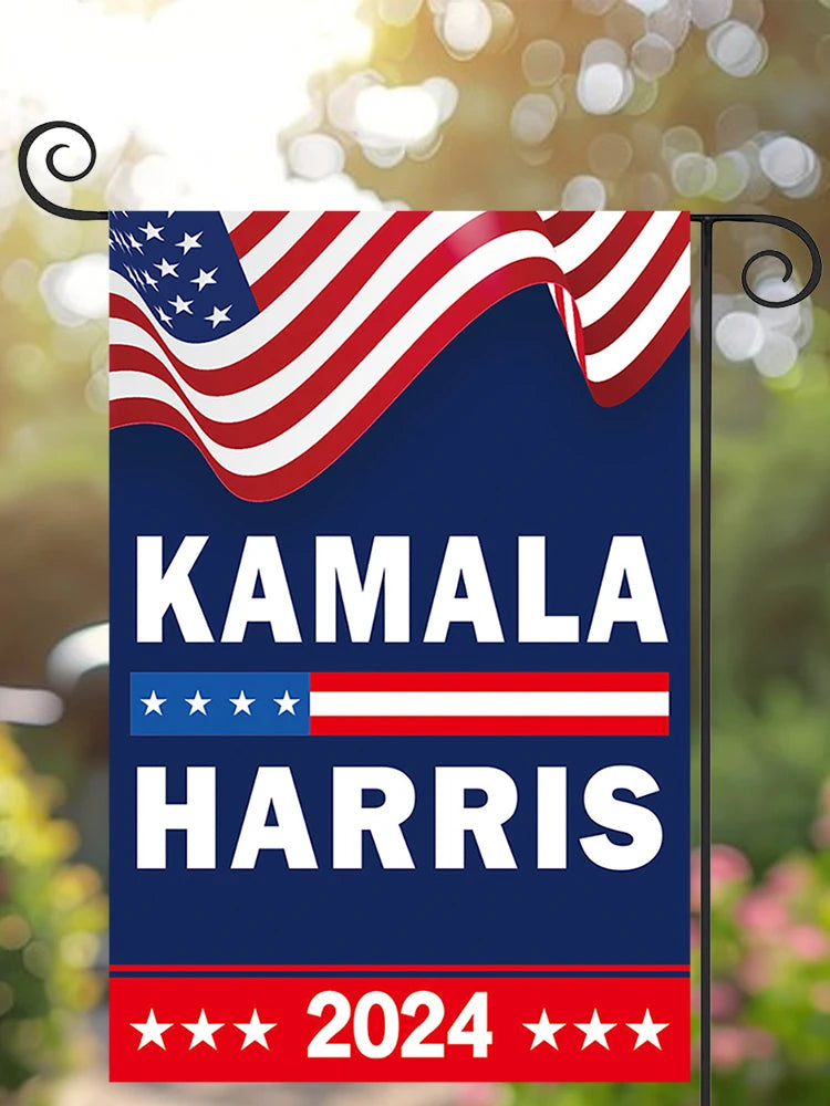 Kamala Harris 2024 Gartenflaggen, doppelseitige Hofflaggen, kleine Wandflaggen, doppelseitige schwarze Banner für die Außendekoration im Hof und Auto