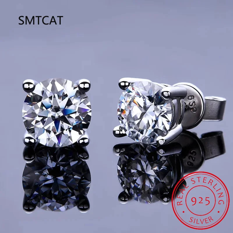 0.3-2CT Moissanite Stud Earrings For Women Girl 925 Certified Silver Earring Exquisite Wedding Jewelry Piercing Pendientes