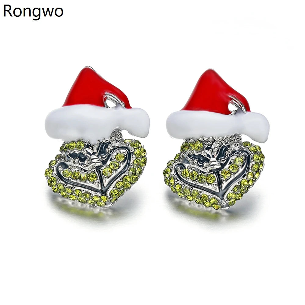 Rongwo Halloween-Ohrstecker mit Weihnachtskristallen, Cartoon-Motiv, luxuriös, glänzend, Geister-Albtraum-Schmuck, Ohrringe für Frauen und Mädchen