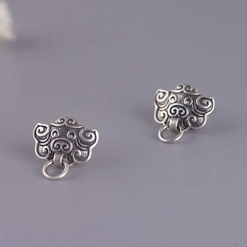 MKENDN 925 Sterling Silver Creative Retro Ancient Chinese Auspicious Beasts Stud Earring Trendy Style For Men Women Fine Jewelry