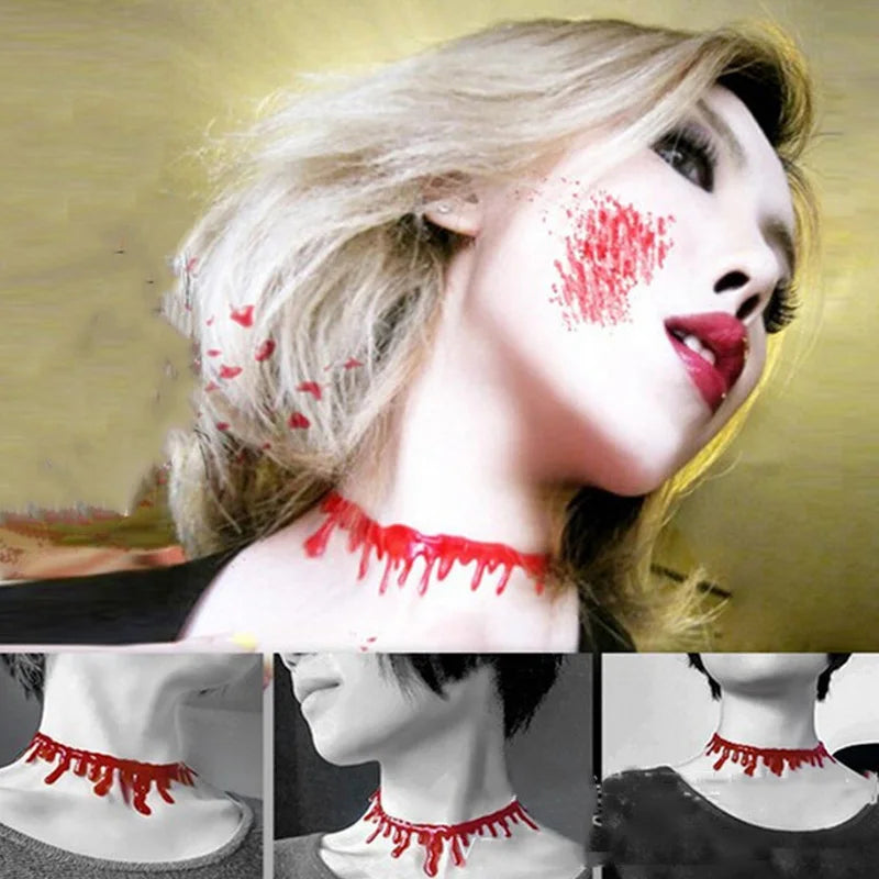 New Creative Halloween Red Dripping Blood Necklace For Women Horror Scary Vampire Bloody Choker Gothic Party Cosplay Jewelry
