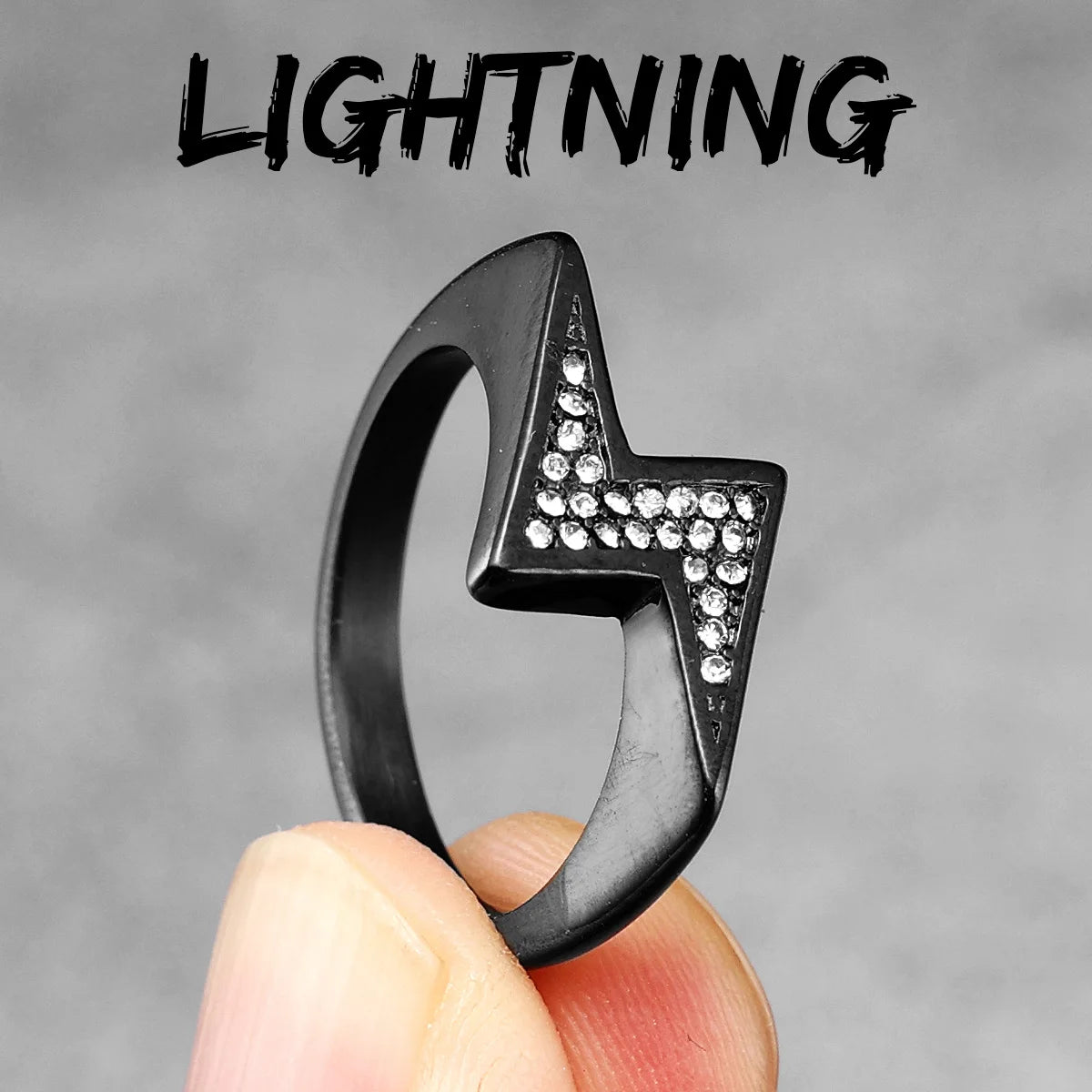 Simple Lightning Rings 316L Stainless Steel Hip Hop Men Ring Classic Punk Rock Party for Friend Couple Jewelry Christmas Gift